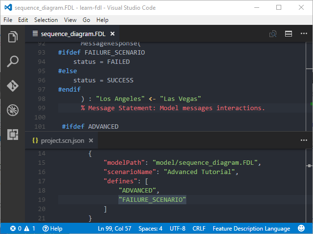 FDL file with scenario definition and project file